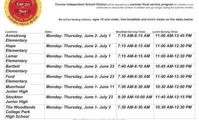 Conroe ISD Announces Free Summer Meals Program