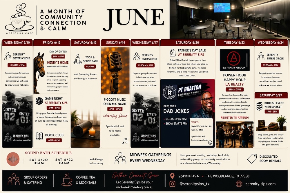 Serenity Sips Events in June
