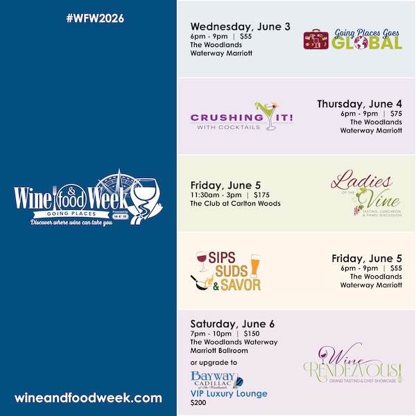 Wine and Food Week 2026 Event Line Up