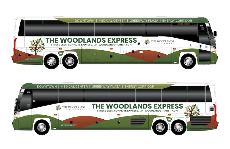 The Woodlands Express New Bus Wrap Approved