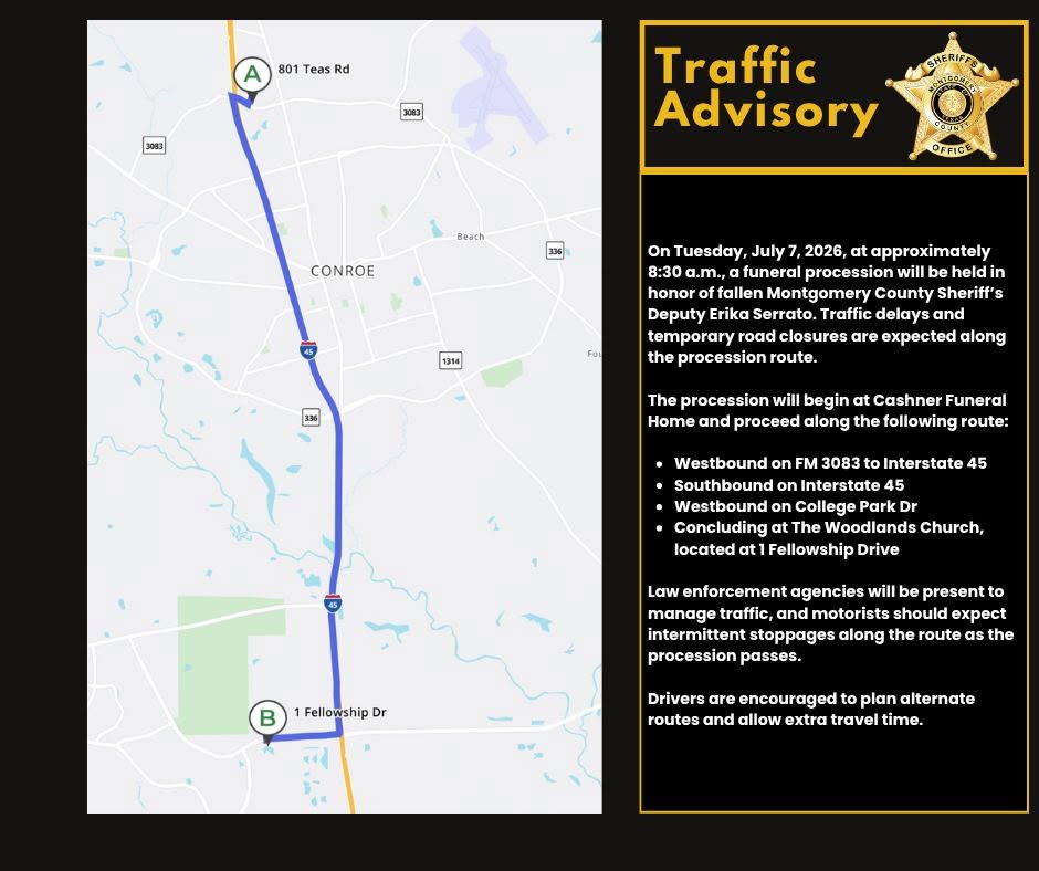 Funeral Procession of Montgomery County Sheriff's Office Deputy Erika Serrato