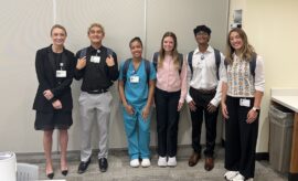 Students placed at Houston Methodist Hospital The Woodlands with their host Emily Calver