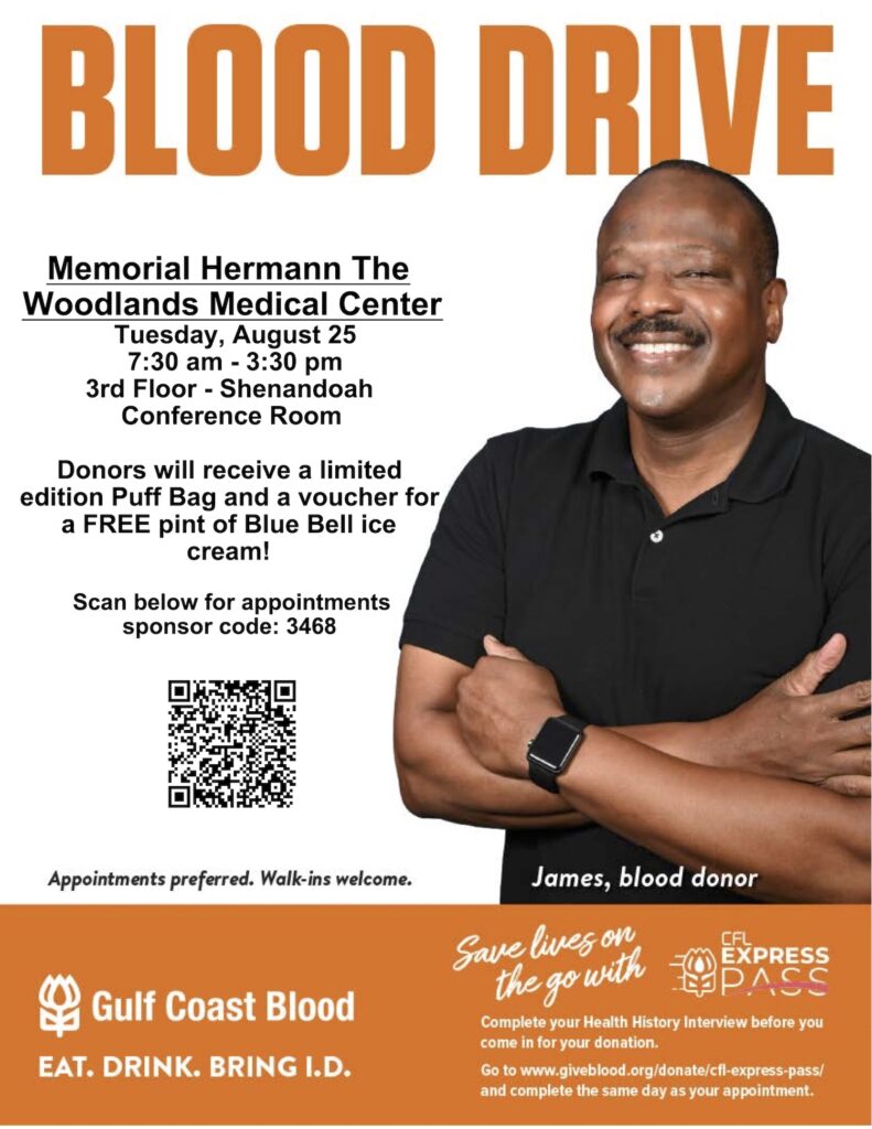 Blood Drive Donor at Memorial Hermann The Woodlands