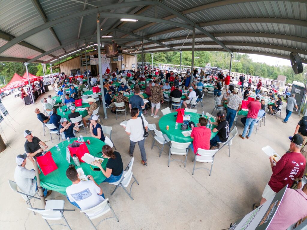 A packed pavilion at Blackwood Sporting Co. as participants enjoy lunch.
