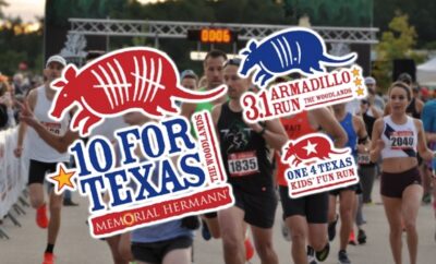 The Memorial Hermann 10 for Texas 10-mile race, 3.1 Armadillo Run 5K, and One 4 Texas Kids' Fun Run through The Woodlands will be held on Saturday, October 10, 2026 at Northshore Park.