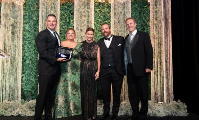 Robichau’s Jewelry was named as the 2026 gala Community Partner Honoree. Pictured from left are John Robichau; Michele Kooken, YES to YOUTH CEO; Lauren Janssen, board chair; Jason Robichau; and Matt Robichau. (Swish & Click Photography)