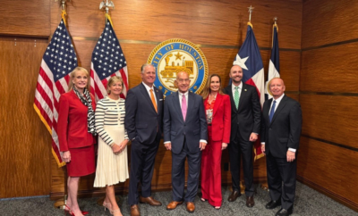 The Woodlands Township and City of Houston celebrated a milestone with the passing of the Third Amendment to the Regional Participation Agreement on September 2, 2026. Pictured left to right, Former Township Chair Nelda Luce Blair, Township Secretary Linda Nelson, Township Chairman Brad Bailey, City of Houston Mayor John Whitmire, Township Director Cindy Heiser, Township Vice Chairman Craig Eissler and former U.S. Congressman Kevin Brady. Township Directors not pictured who also voted in favor of the agreement for The Woodlands are Township Treasurer Richard Franks, Director Dr. Shelley Sekula-Gibbs and Director Adam Lamb.