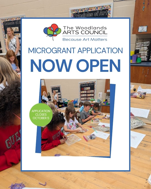 The Woodlands Arts Council's Microgrant Application is now Open