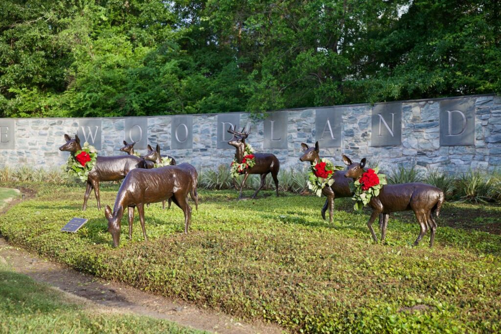 The Woodlands Sign with Decorated Deer 2020 by Rod Prado