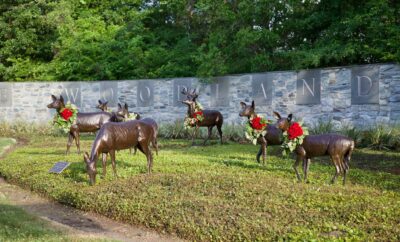 The Woodlands Sign with Decorated Deer 2020 by Rod Prado