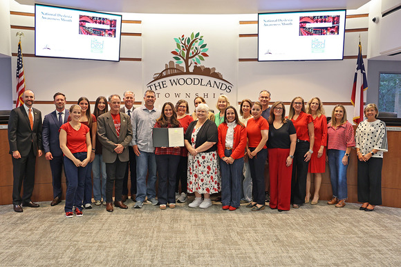 The Woodlands Township Board members pictured with members of A Brighter Education for Dyslexia.