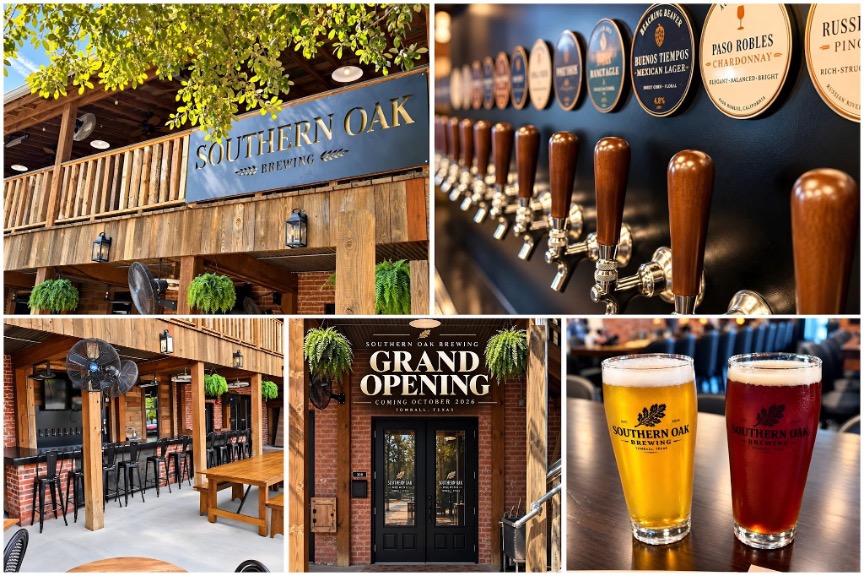 Southern Oak Brewing Outside Taps, Patio, Front door and Southern Oak Italian Pilsner:Southern Oak London Ale. Photos by Southern Oak Brewing