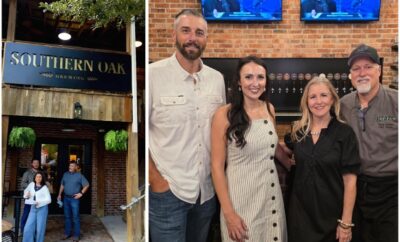 Staff welcoming at the front door of Southern Oak Brewing Company : Owners- Josh & Kendra Schwaiger and Tatia & Doug George