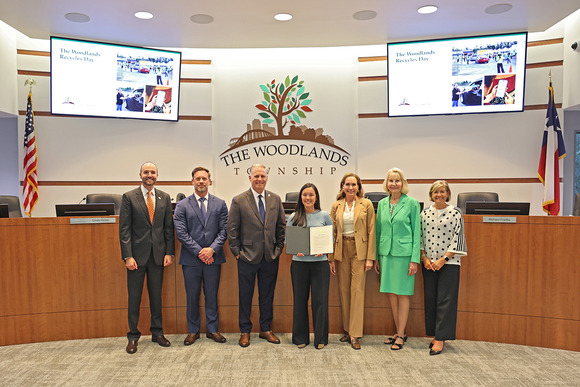 The Woodlands Township Board members pictured with Environmental Services Manager Liz Favors.